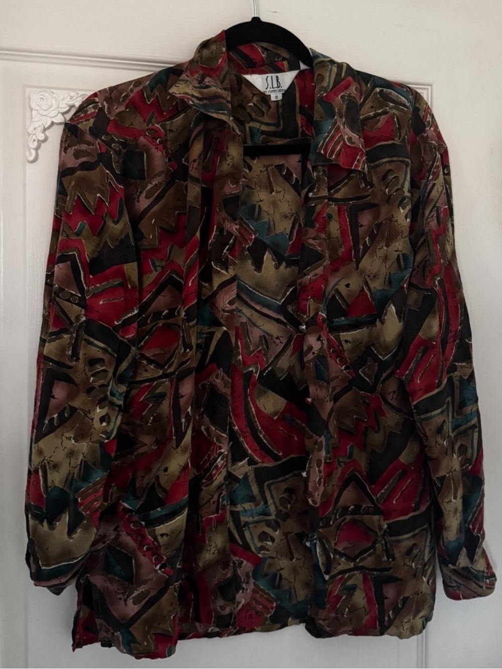 SLB Abstract Red & Brown Button-Down Shirt